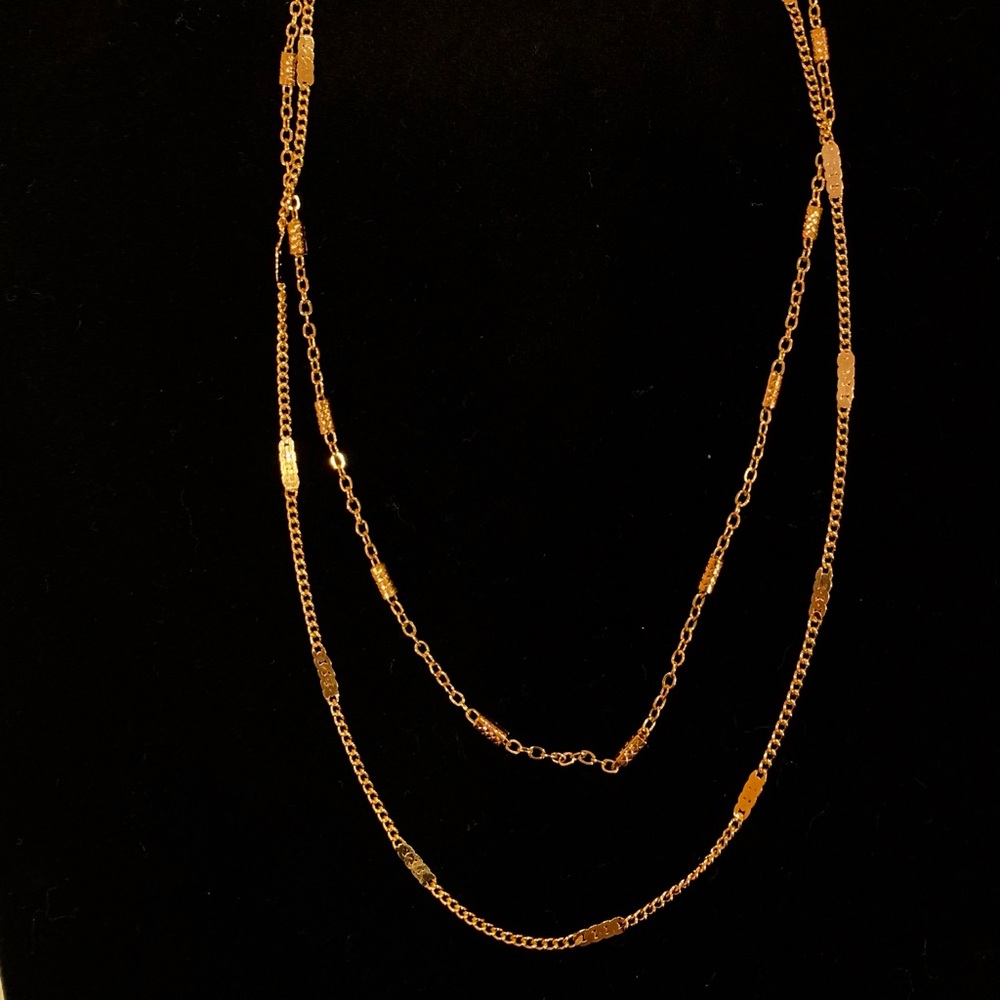 Gold layered necklace.